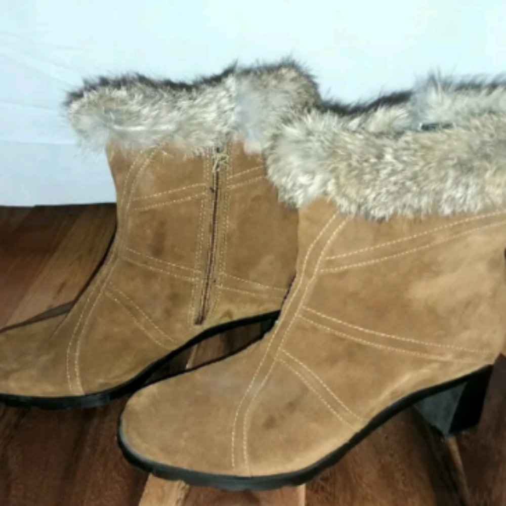 Brown Faux Fur Ankle Boots